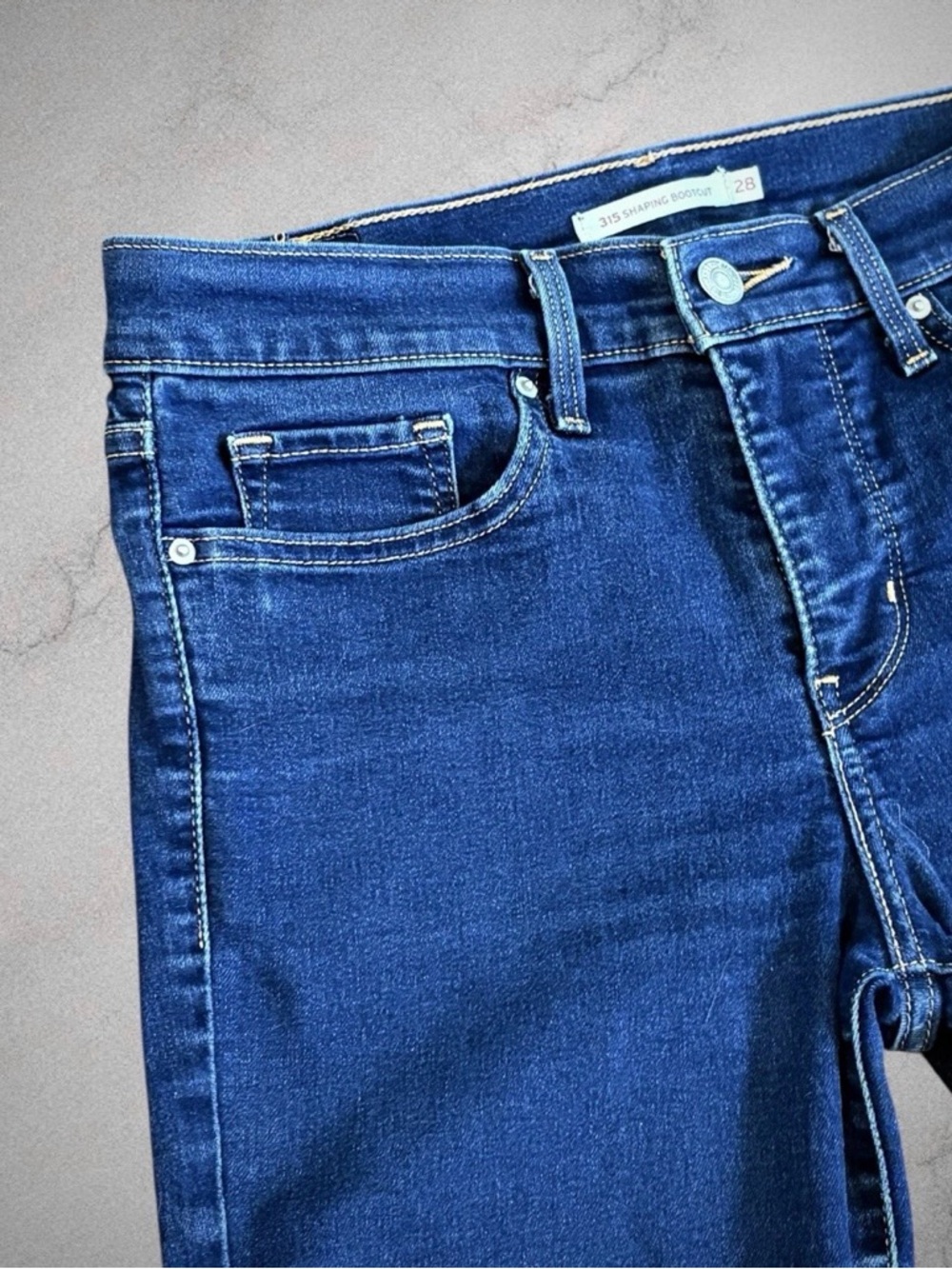 Levi’s 315 Shaping Bootcut Dark Wash Blue Jean Denim Size 28 Y2K 90s Western EUC - Picture 3 of 12